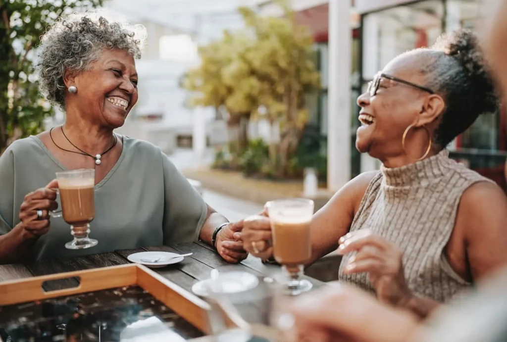 Group of senior friends at a coffee shop