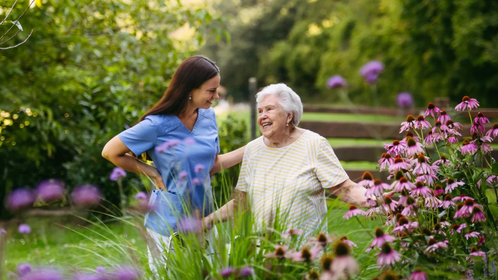 Senior patient with caregiver